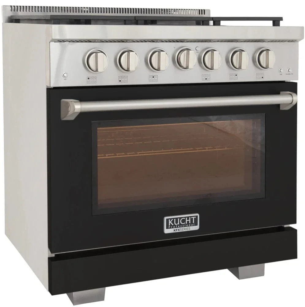 Kucht 36" Freestanding Professional Gas Range Liquid Propane KFX3600X/LP-BK