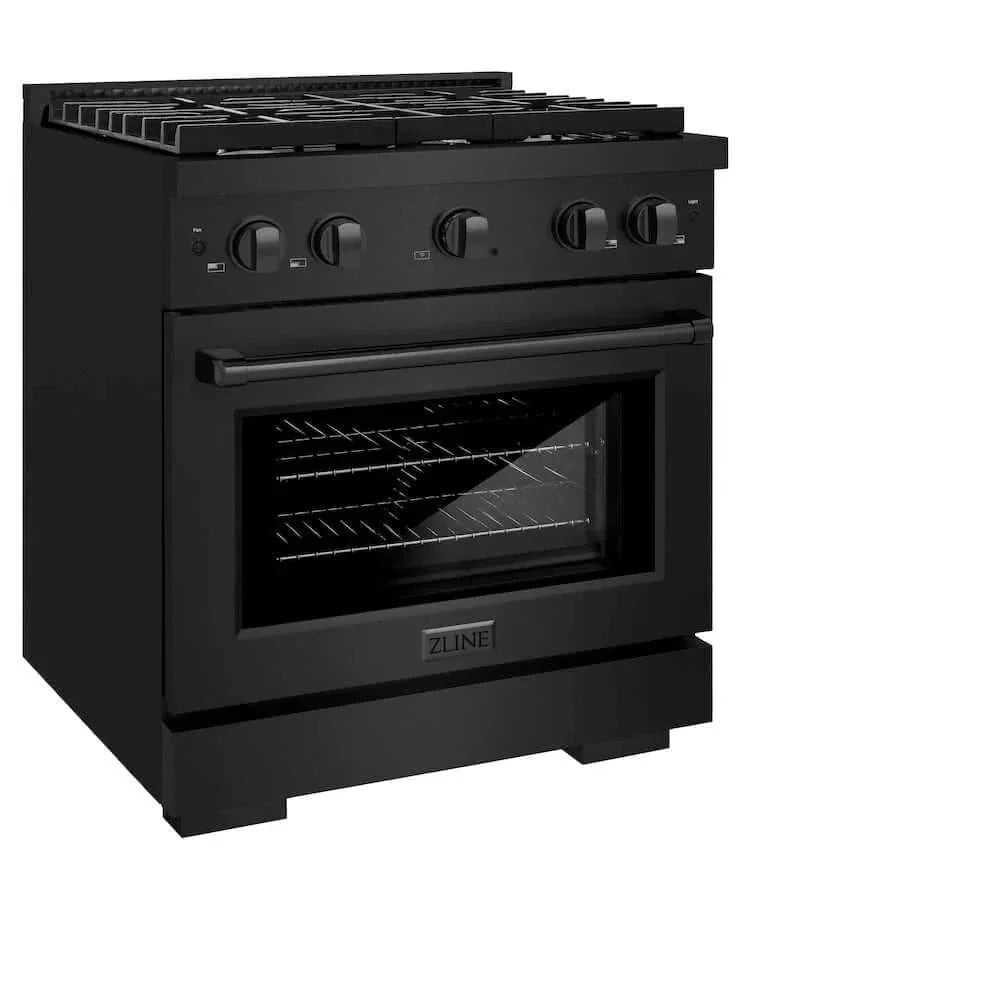 ZLINE 30 in.Gas Range, Convection Gas Oven, Black Stainless Steel, SGRB-30