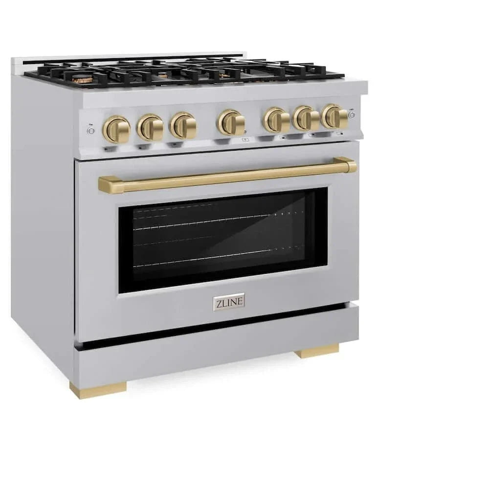 ZLINE 36" Select Gas Range Convection Gas Oven Stainless Steel Champagne Bronze HGRZ-36-CB