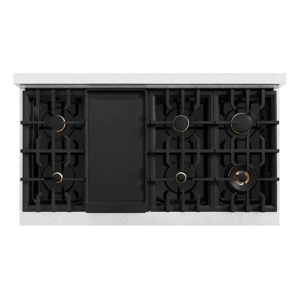 ZLINE 48" Select Dual Fuel Range Gas Cooktop Electric Convection Oven DuraSnow® Stainless Steel Brass Burners HDRS-BR-48