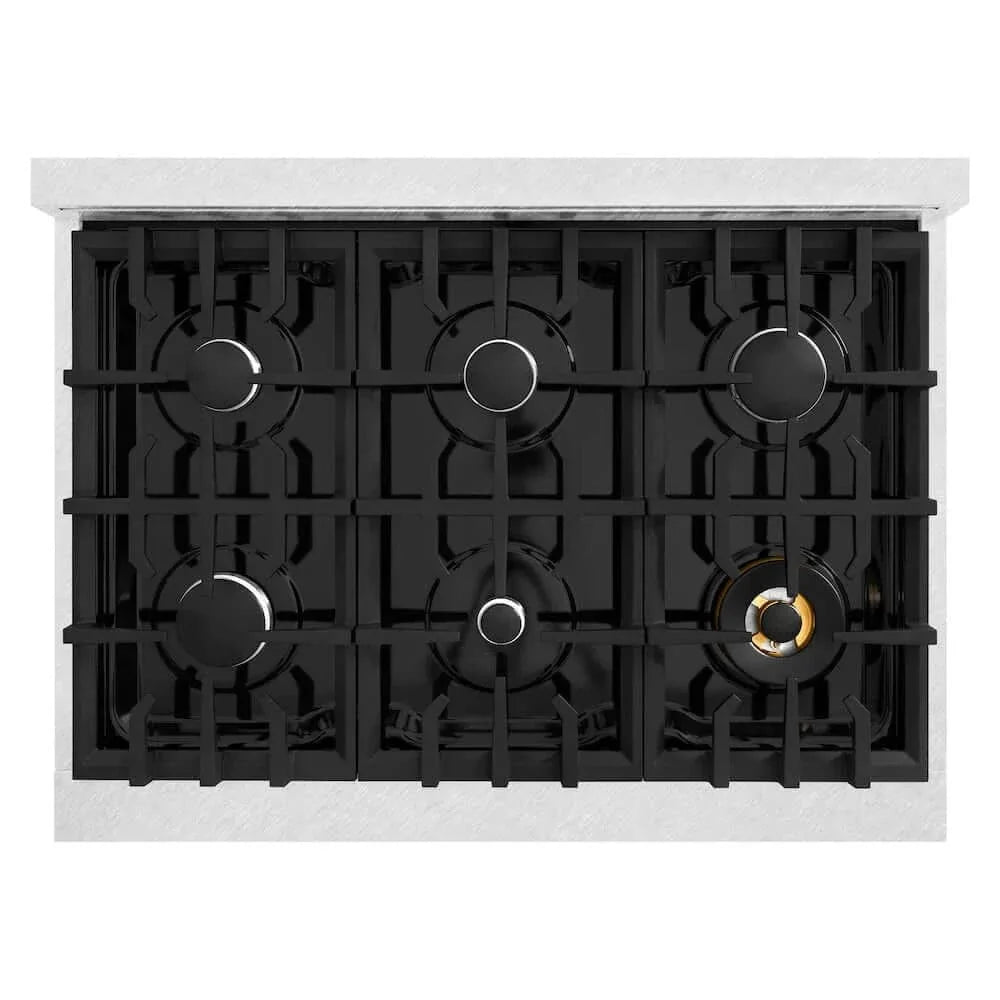 ZLINE 36" Select Dual Fuel Range Gas Cooktop Electric Convection Oven DuraSnow® Stainless Steel Black Matte Door HDRS-BLM-36