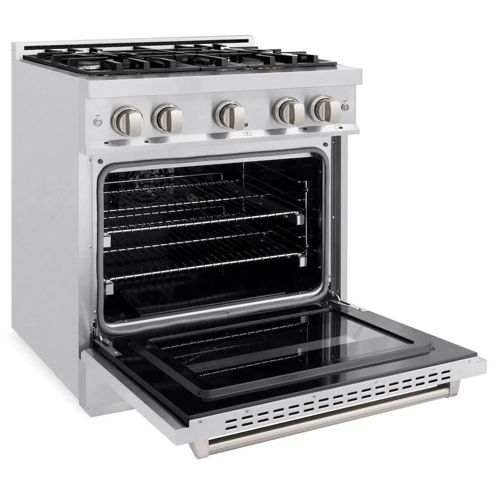 ZLINE 30" Dual Fuel Range, Gas Cooktop, Electric Convection Oven DuraSnow® Stainless Steel, CDRS-30