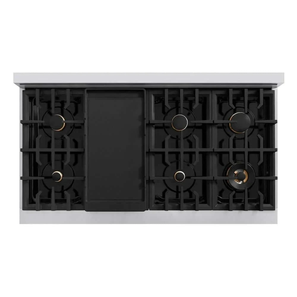 ZLINE 48" Select Dual Fuel Range Gas Cooktop Electric Convection Oven Stainless Steel Brass Burners HDR-BR-48
