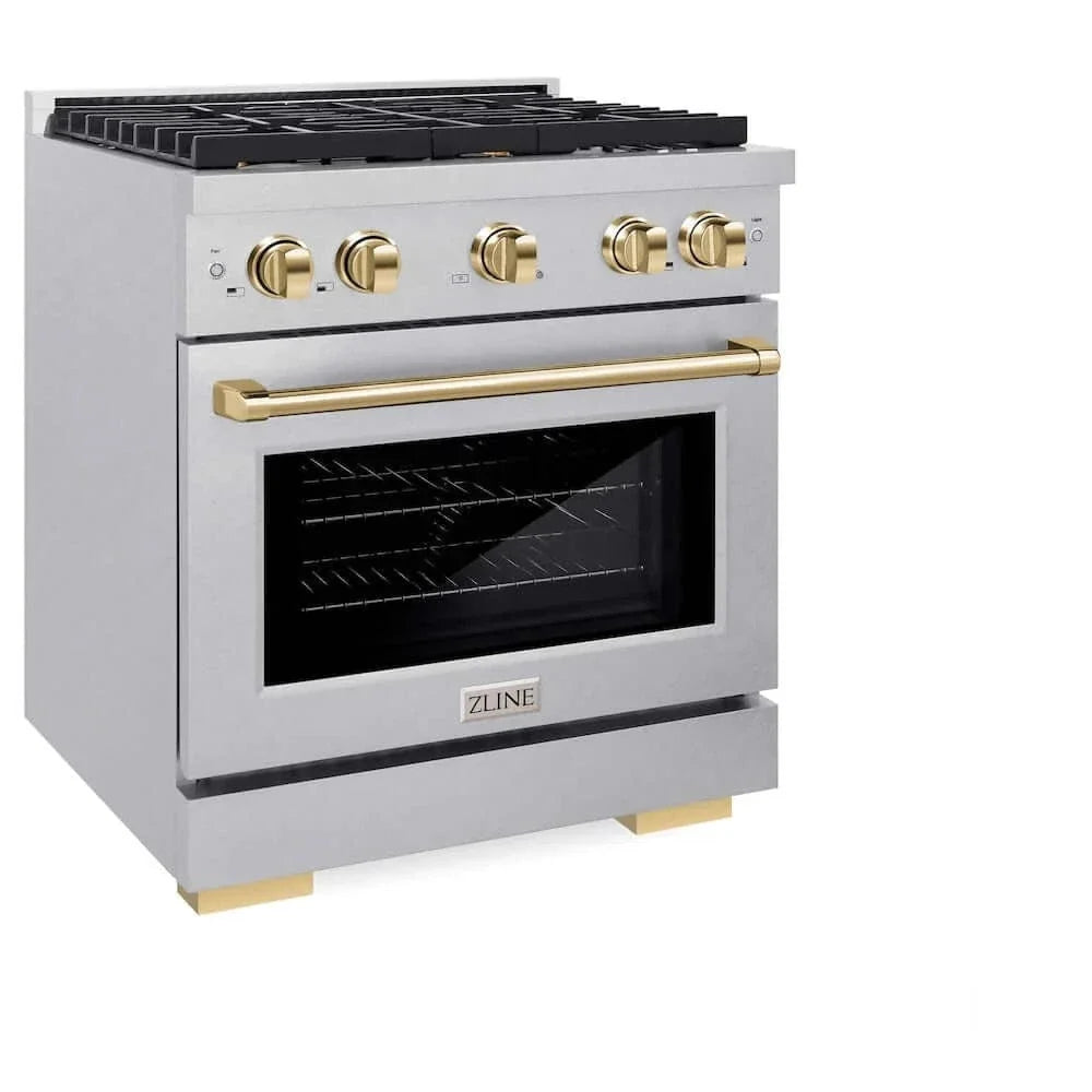 ZLINE 30"Gas Range, Convection Gas Oven , DuraSnow® Gold, SGRSZ-30-G