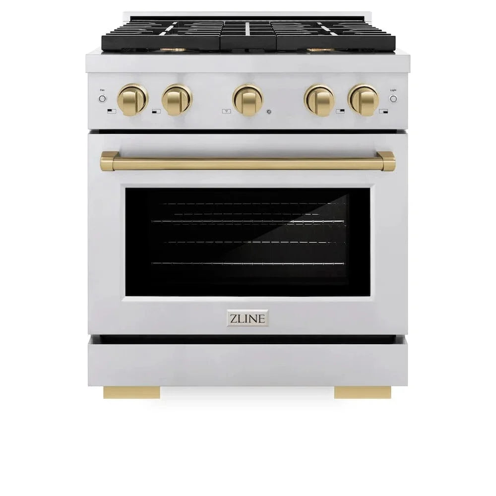 ZLINE 30"Paramount Dual Fuel Range Stainless Steel Champagne Bronze SDRZ-30-CB
