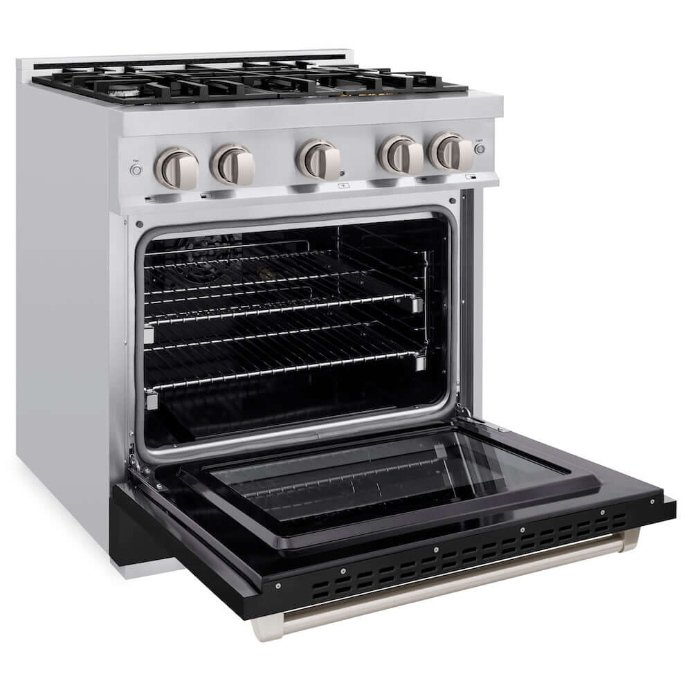 ZLINE 30" Select Gas Range Convection Gas Oven Stainless Steel Black Matte Door HGR-BLM-30