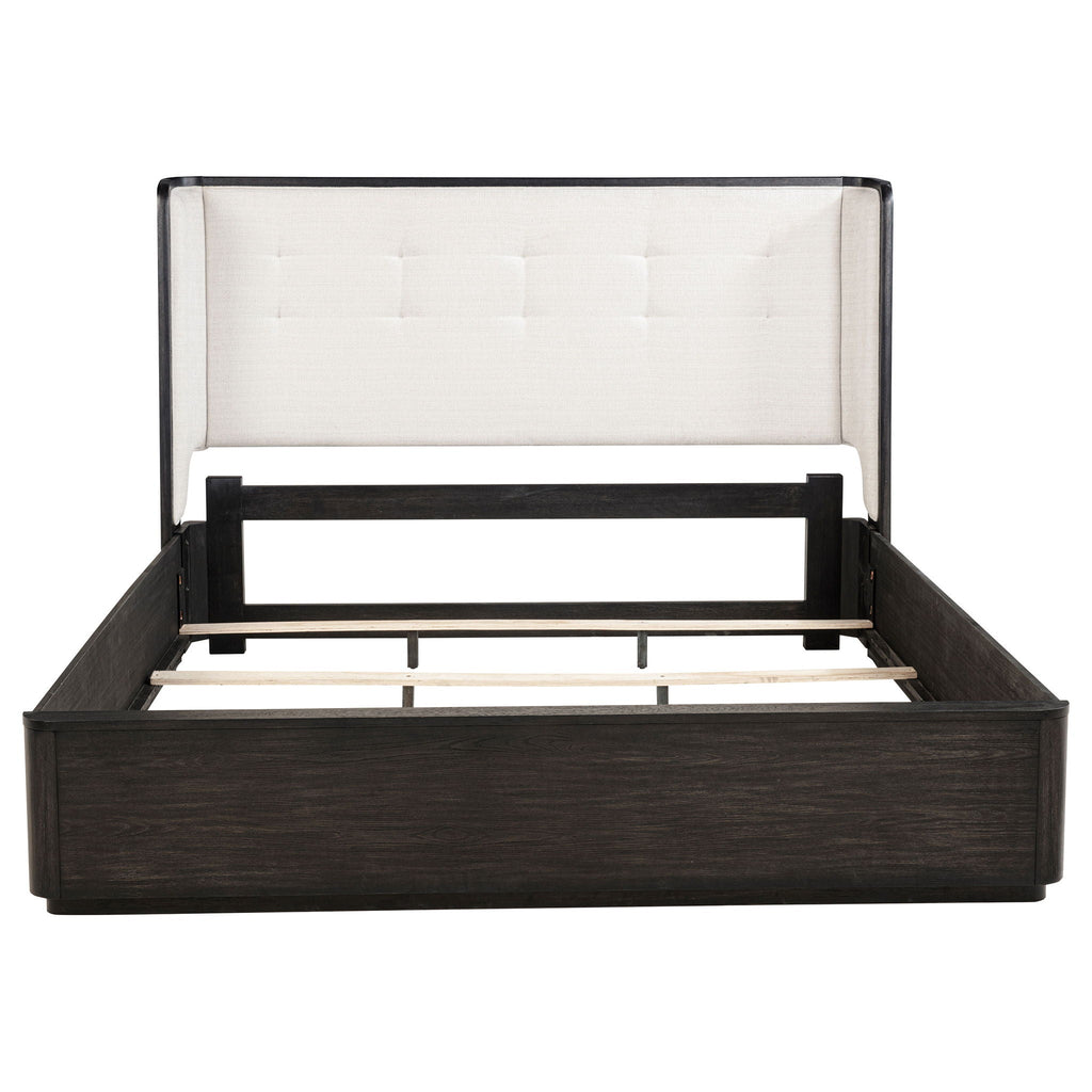 Leandro 55-inch Eastern King Wingback Bed Burnished Black