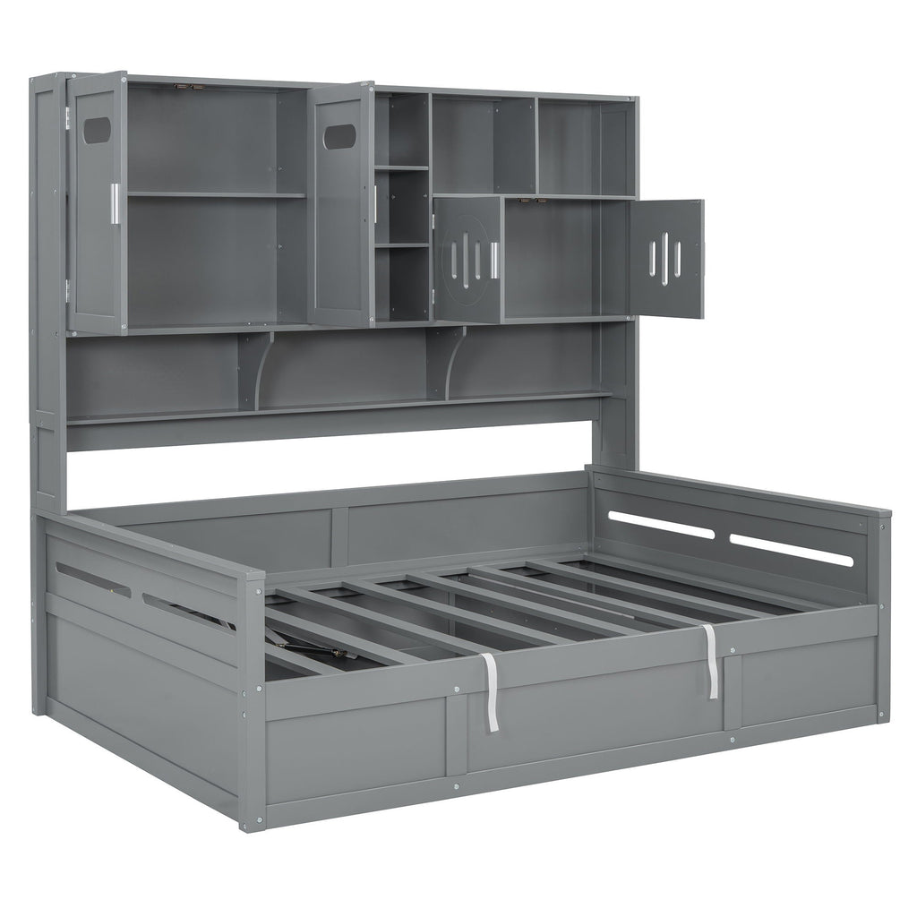 Daybed With All-In-One Cabinet And Shelf