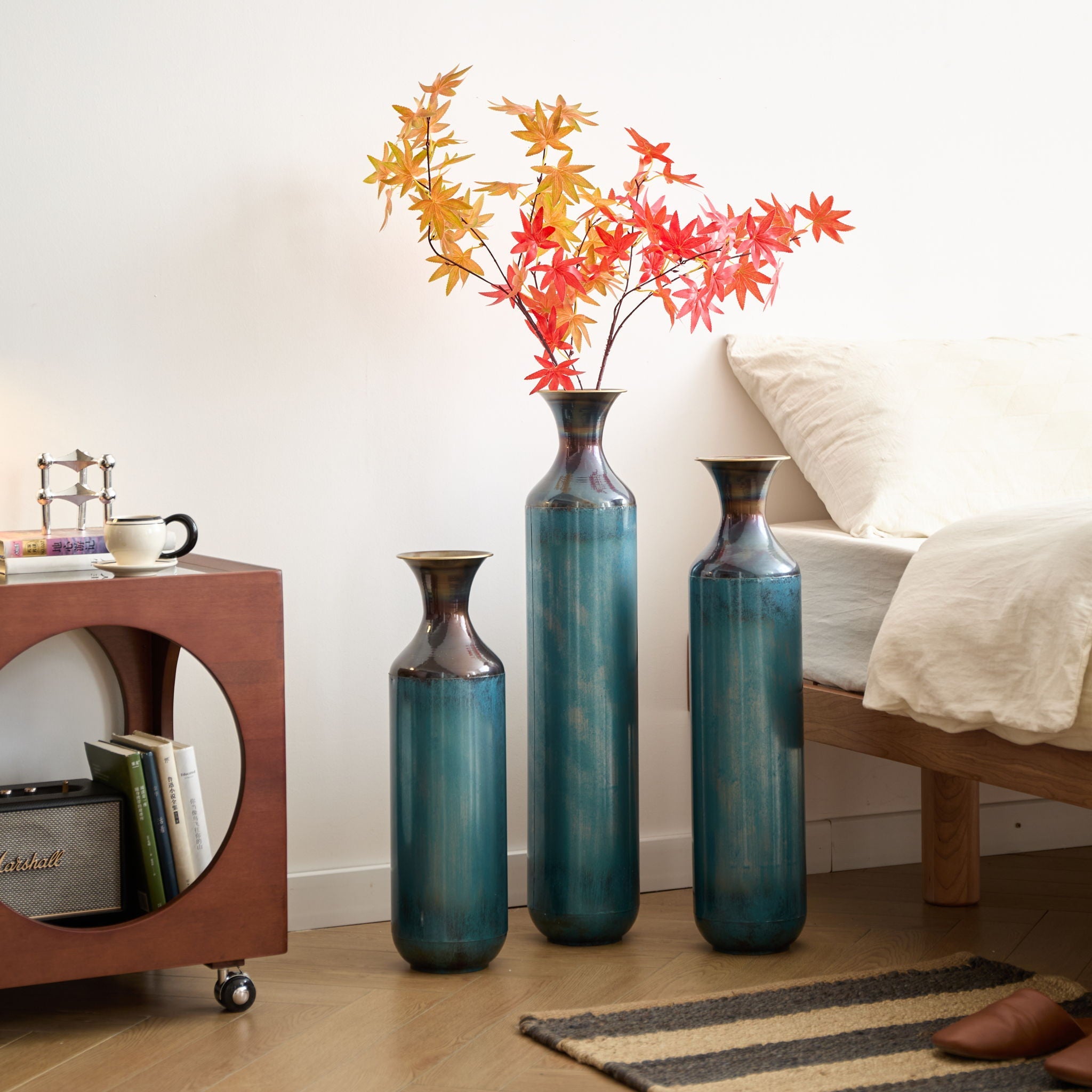 Modern Droplet Shaped Floor Vase Set, 3 Piece Home Decor