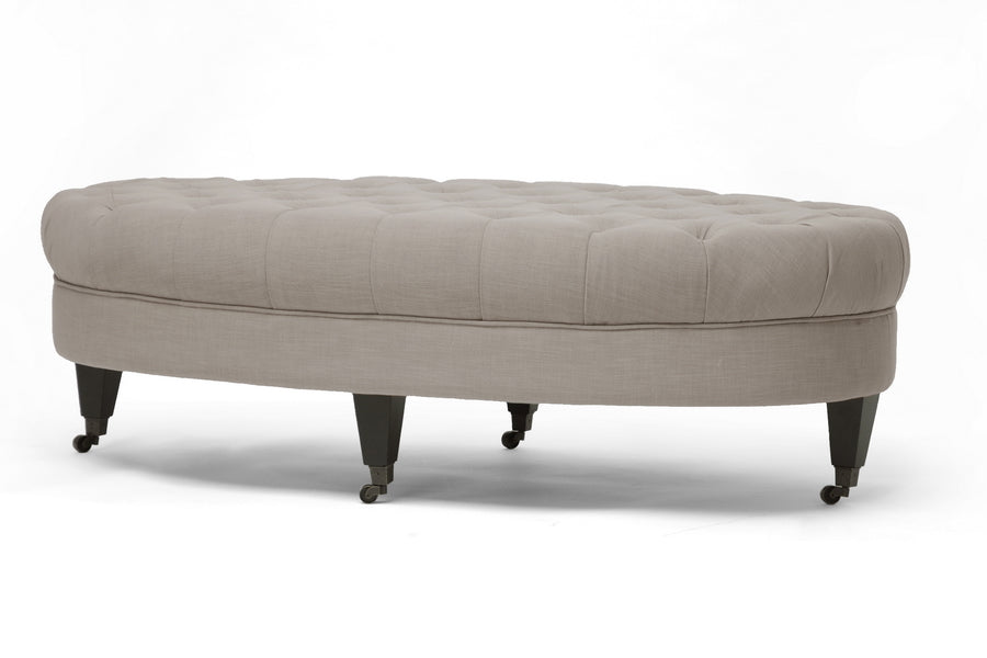 Baxton Studio Brighton Beige Linen Modern Tufted Ottoman