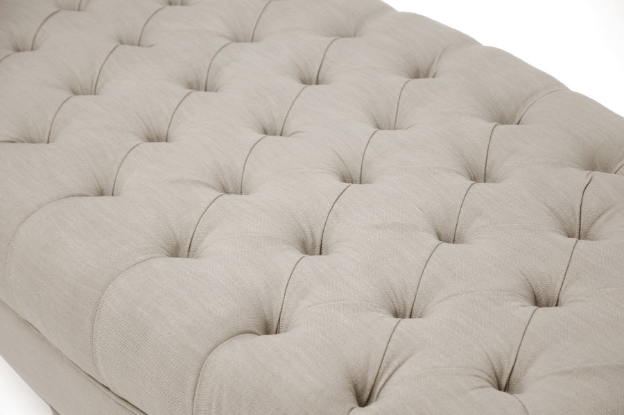 Baxton Studio Brighton Beige Linen Modern Tufted Ottoman