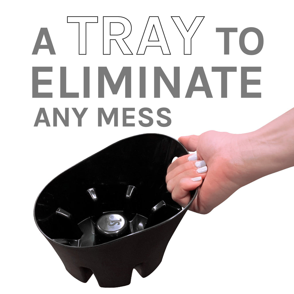 Antimicrobial Bellows Accordion Toilet Plunger with Black Storage Tray (Black)