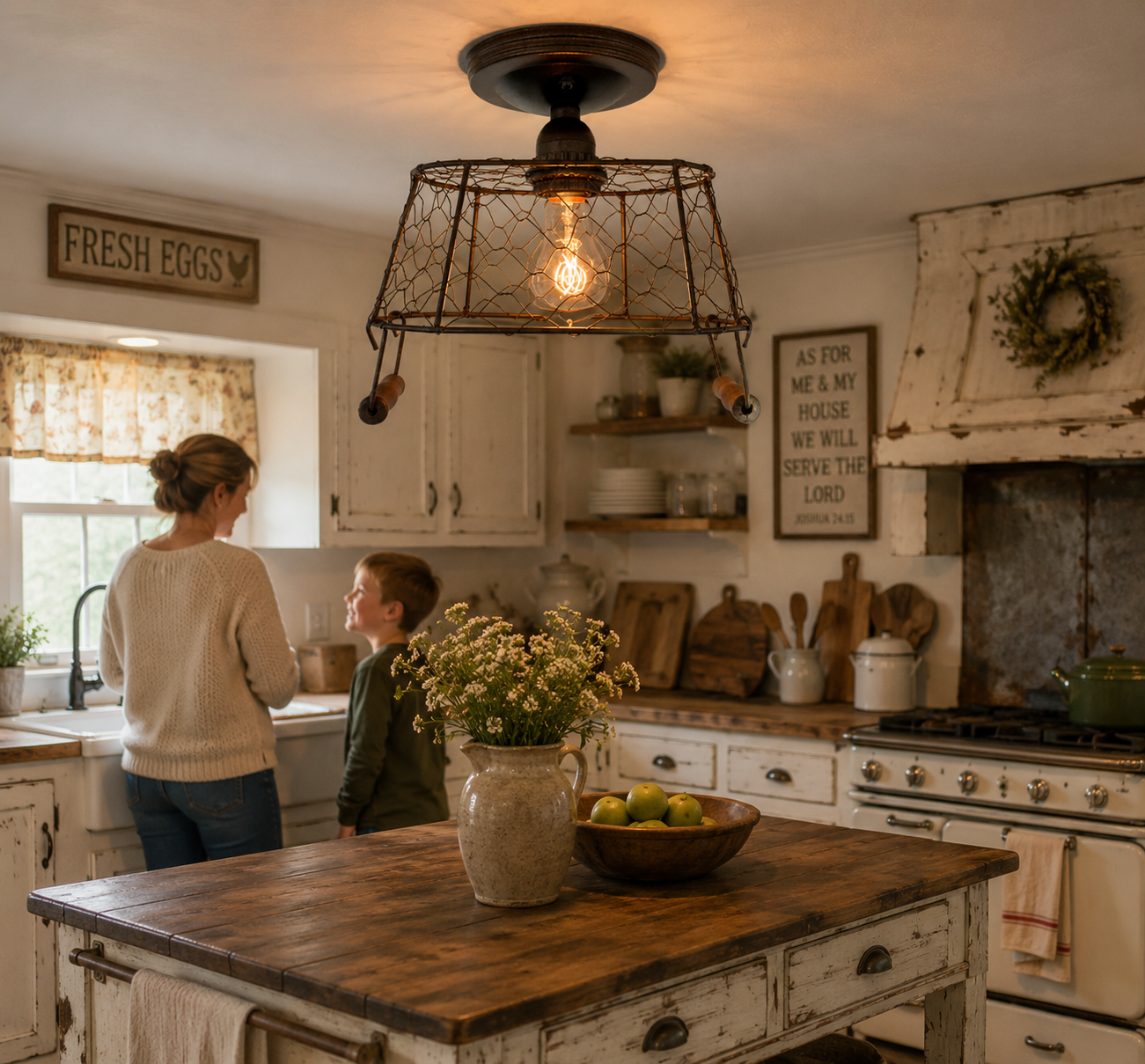 CHICKEN WIRE Farmhouse Ceiling Light - Rectangular