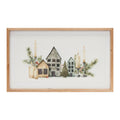 Wood Framed Winter Village Mantlescape Print 19"L