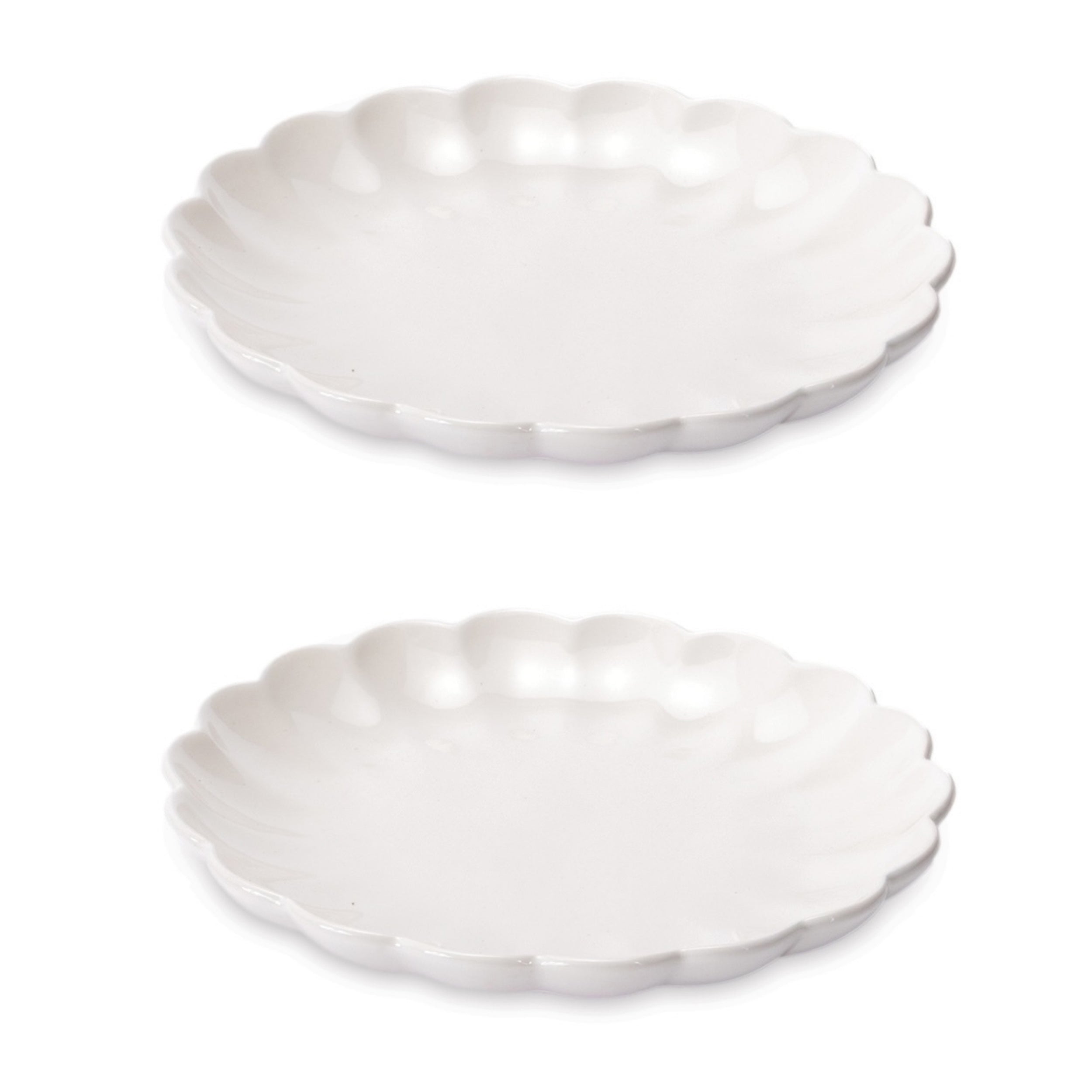 White Scalloped Stoneware Dinner Plate (Set of 2)
