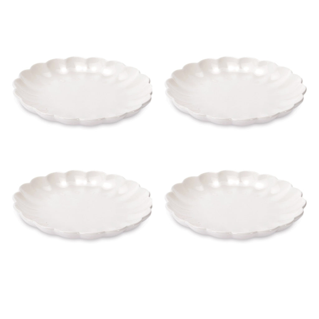 White Scalloped Stoneware Dessert Plate (Set of 4)