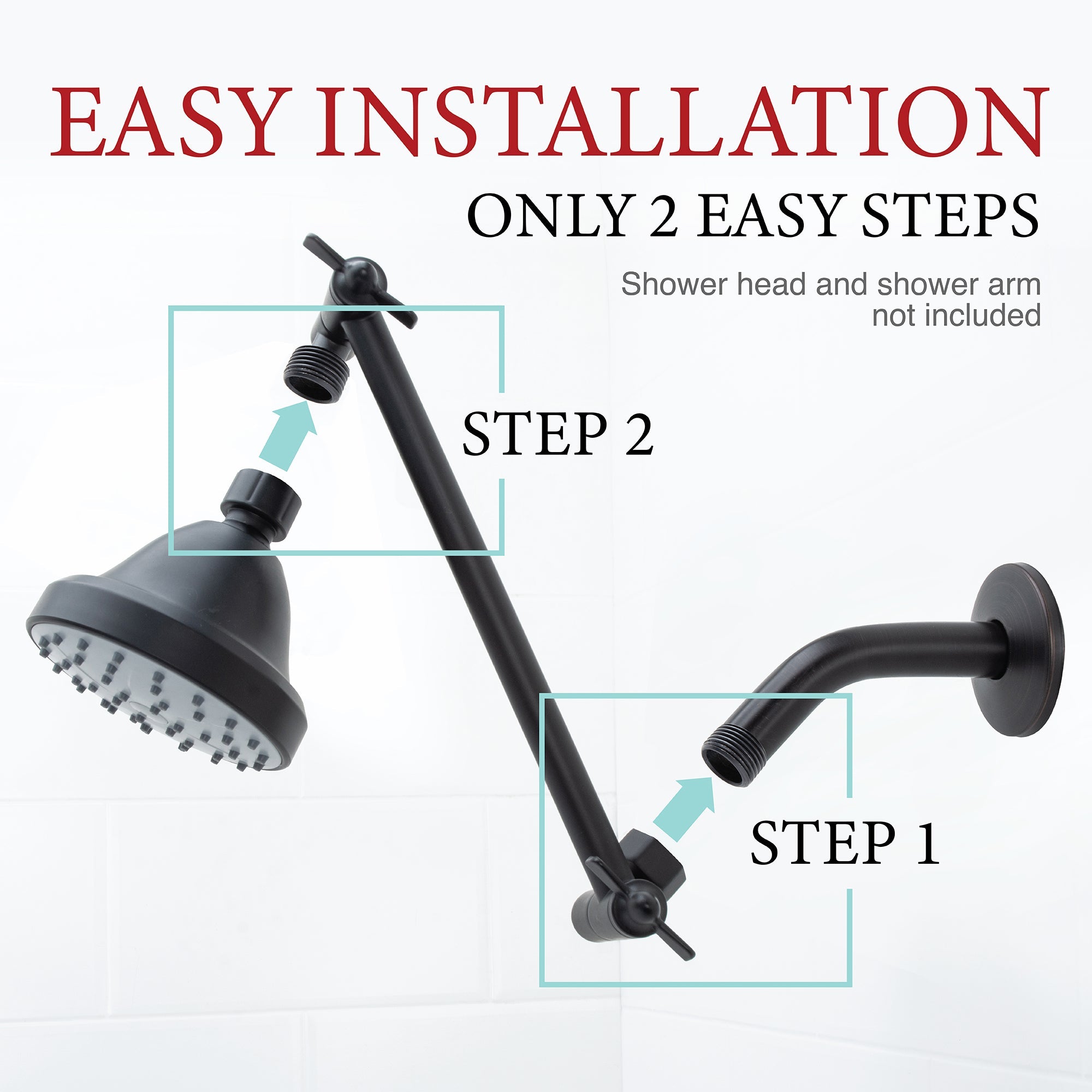 10 in. Solid Brass Shower Head Extension Arm (Black Finish)