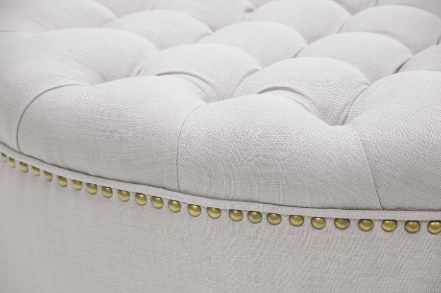 Baxton Studio Iglehart Beige Linen Modern Tufted Ottoman