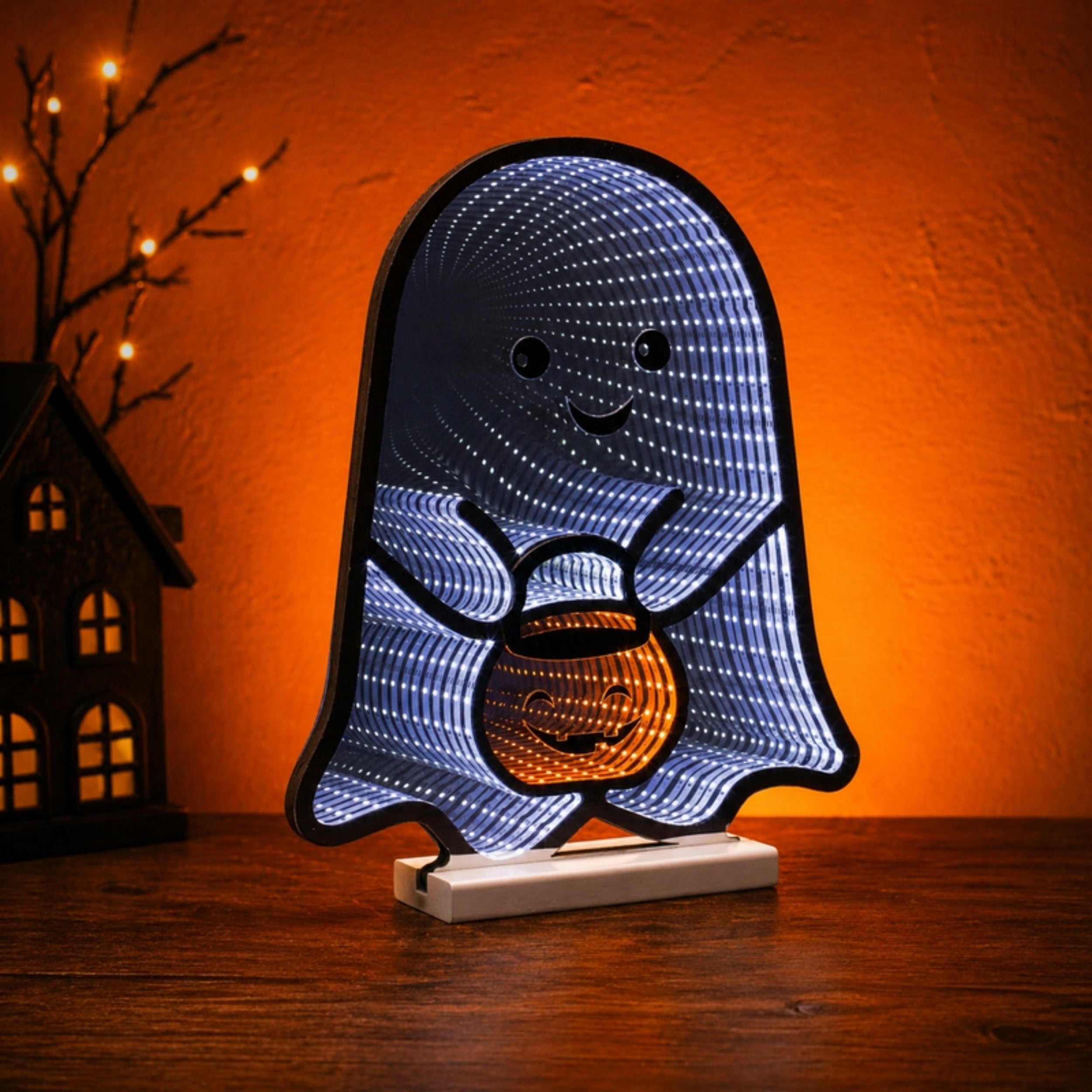 Ghost w/Candy Bucket Ekkolight 16"H