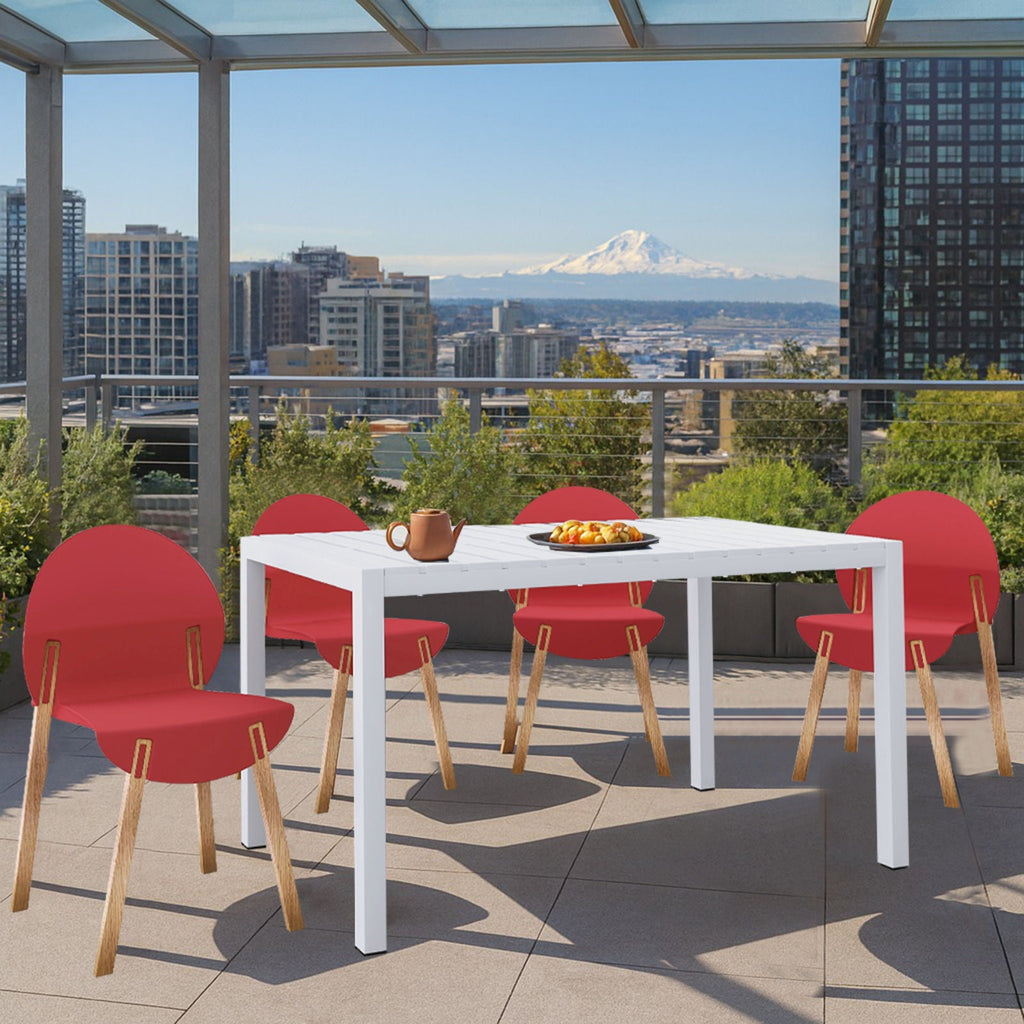 4 Piece Set Of Single Chairs With Long Table