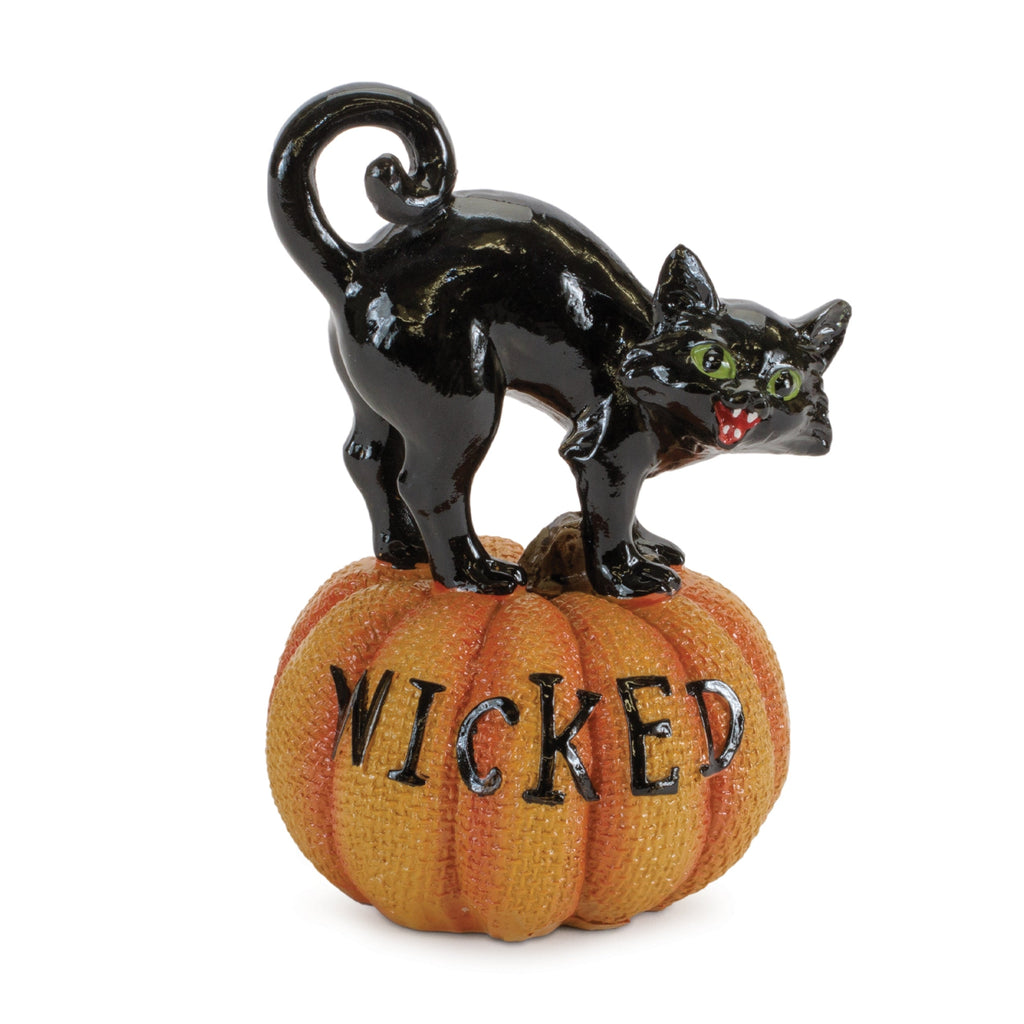 Black Cat on Pumpkin Figurine (Set of 3)