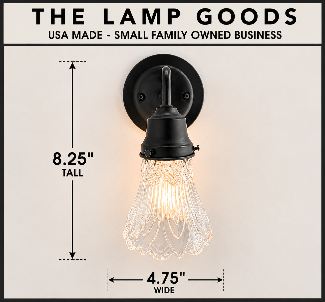 Clear Art-Deco Heavy Pressed Tulip Wall Sconce