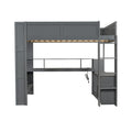 Gaming Loft Bed With Desk, Multi Storage Shelves, LED And Charging Station