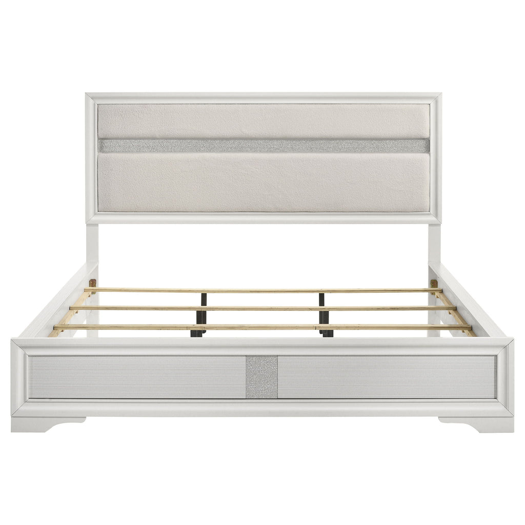 Miranda 54-inch Upholstered California King Panel Bed White
