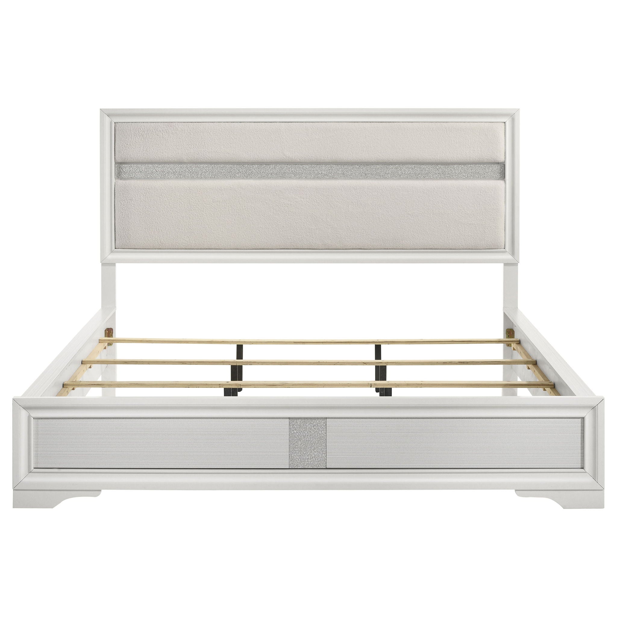 Miranda 54-inch Upholstered California King Panel Bed White