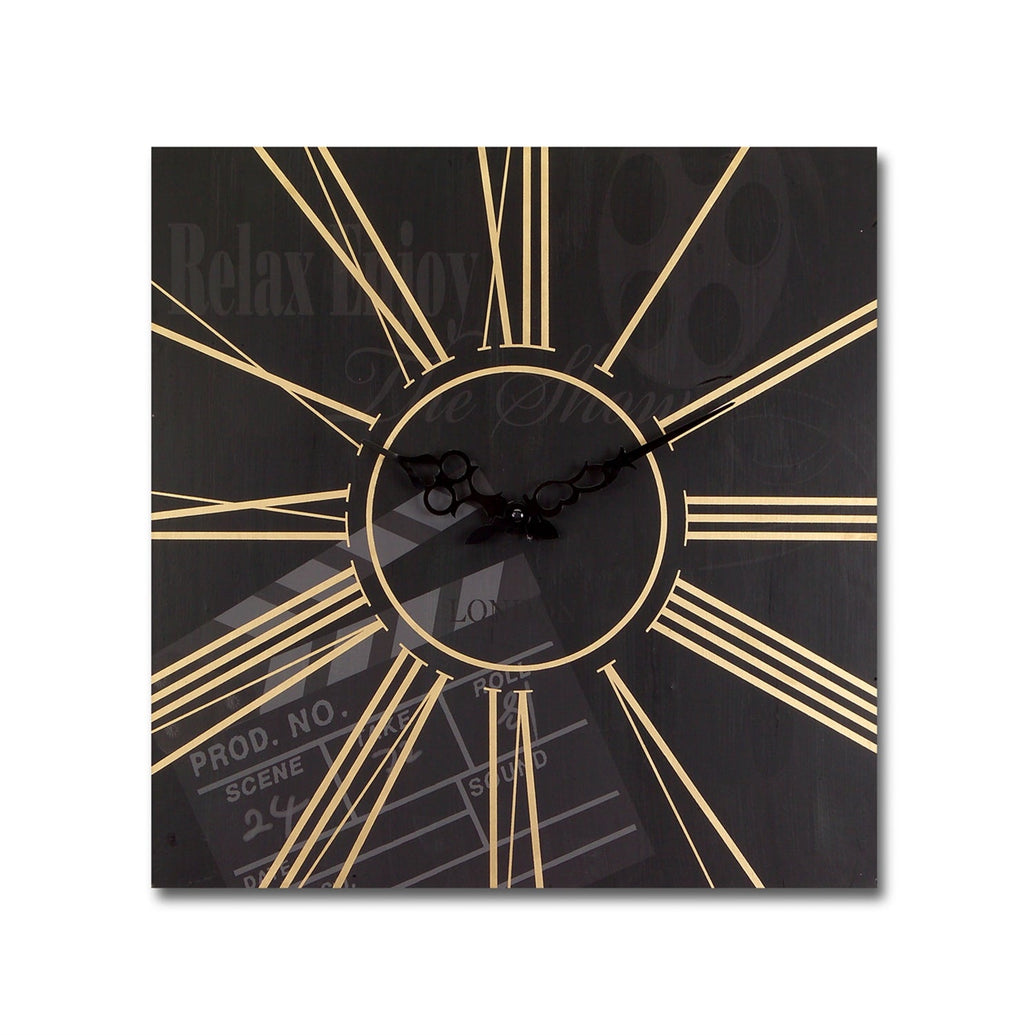 Modern Movie Theatre Wall Clock (Set of 2) 15.5"SQ