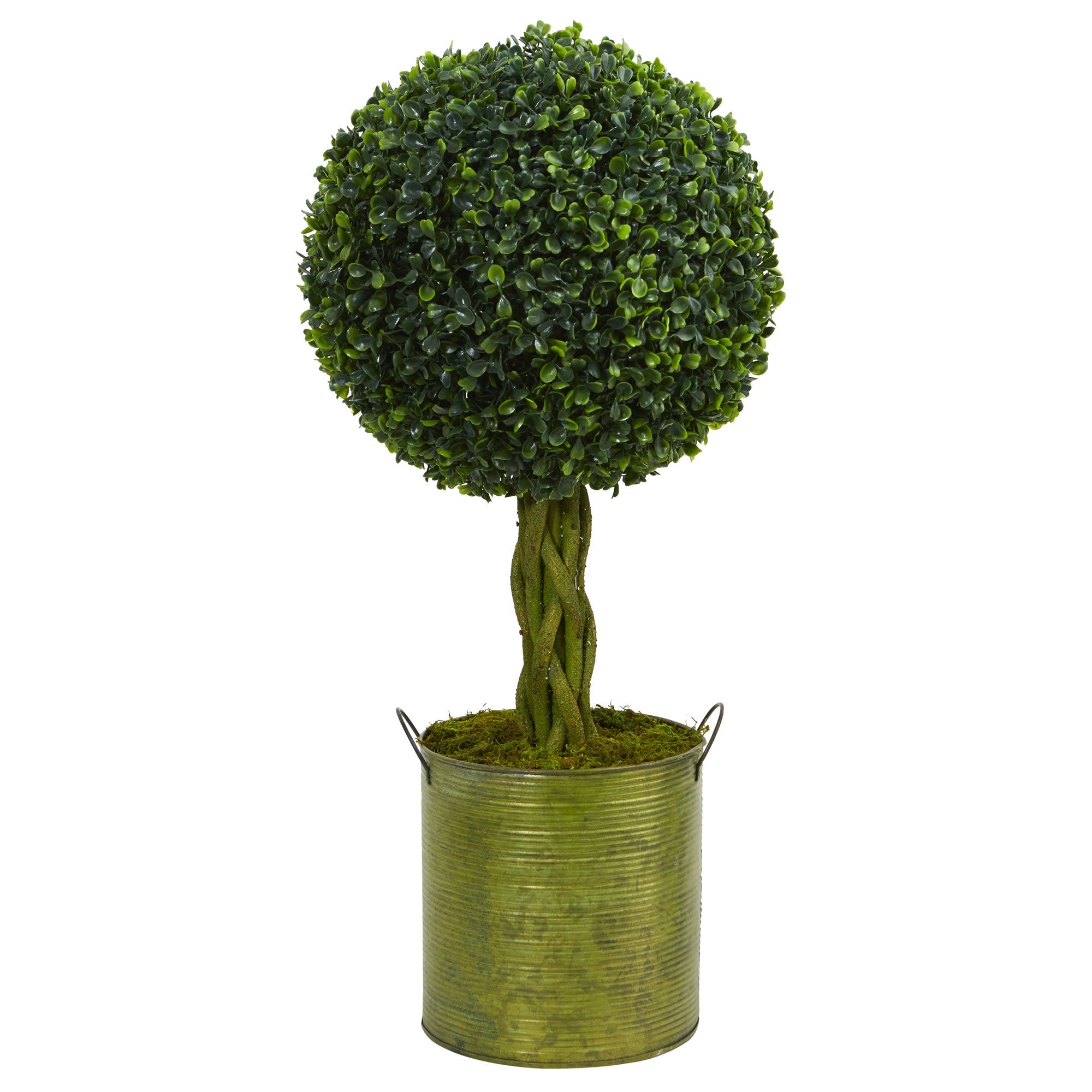 2'Boxwood Ball Topiary Artificial Tree in Green Tin UV Resistant (Indoor/Outdoor)
