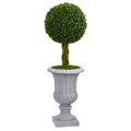 3'Braided Boxwood Topiary Artificial Tree in Gray Urn UV Resistant (Indoor/Outdoor)