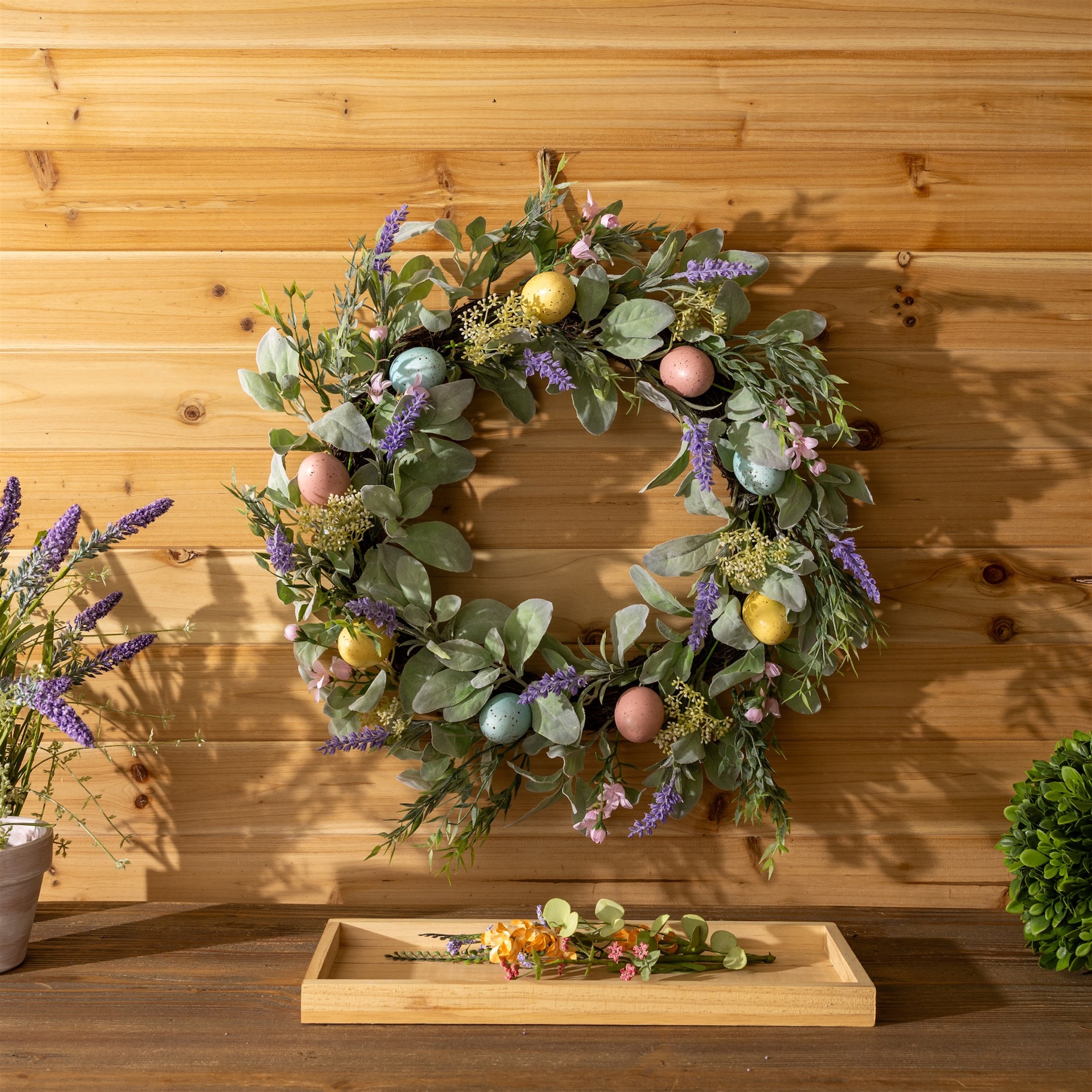 Lavender Egg Floral Wreath 22"D