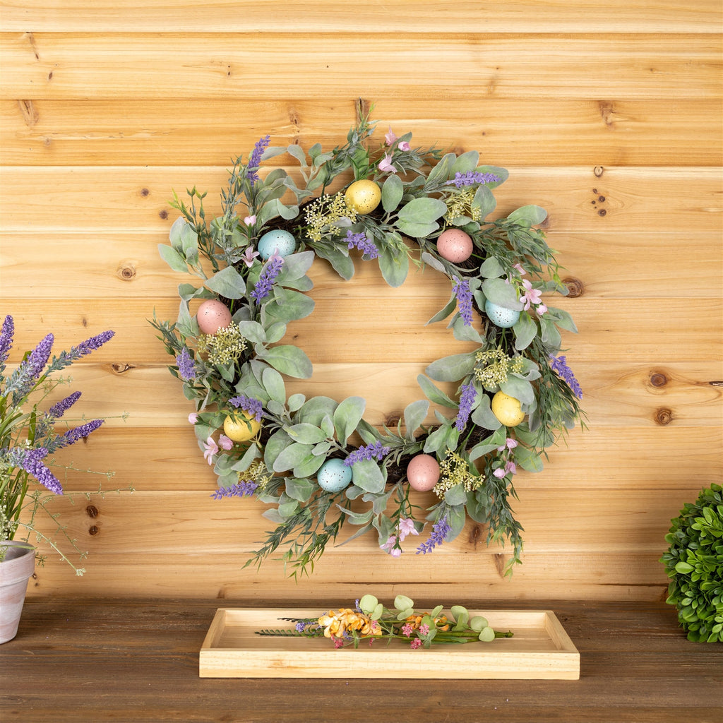 Lavender Egg Floral Wreath 22"D