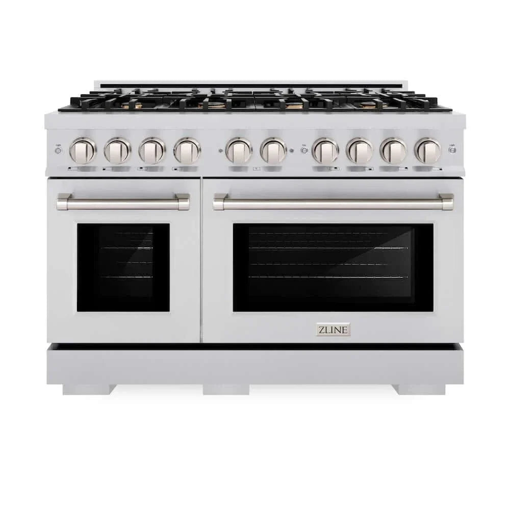 ZLINE 48" Select Dual Fuel Range Gas Cooktop Electric Convection Oven Stainless Steel Brass Burners HDR-BR-48