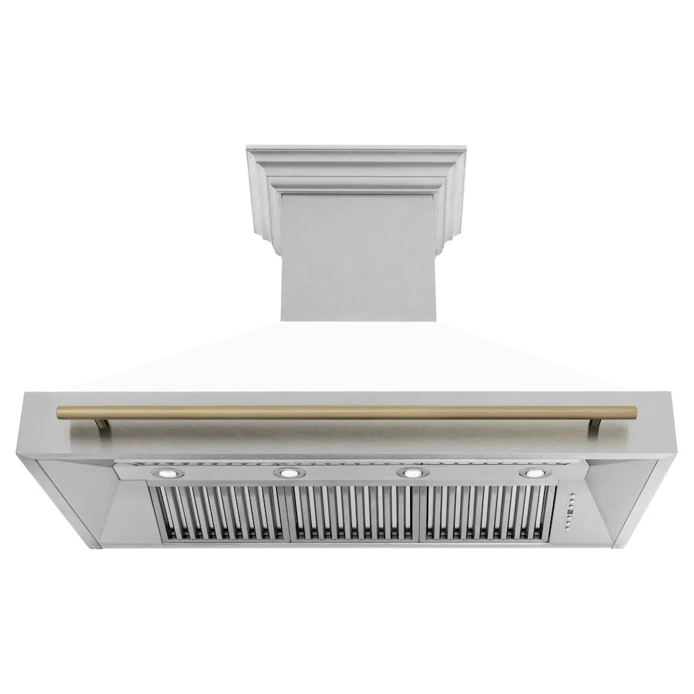 ZLINE 48" Autograph DuraSnow White Range Hood 8654SNZ-WM48-CB