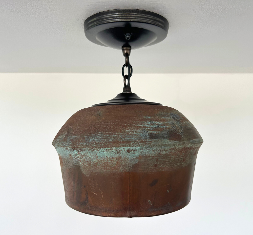Modern Handcrafted Copper Ceiling Light with Chain | 8.5"