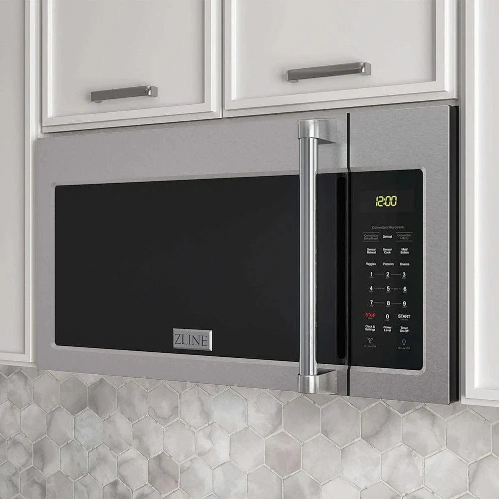 ZLINE 30" Recirculating Over the Range Convection Microwave with Traditional Handle and Charcoal Filters in Fingerprint Resistant SS MWO-OTRCFH-30-SS