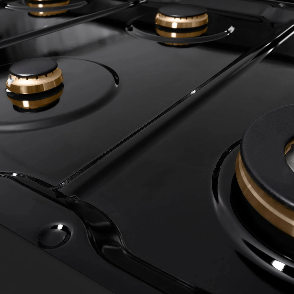 ZLINE 48" Paramount Gas Rangetop Black Stainless Steel Polished Gold SRTBZ-48-G