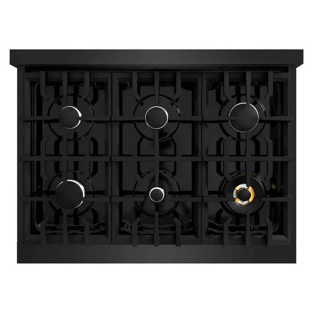 ZLINE 36" Classic Gas Range, Convection Gas Oven Black Stainless Steel, CGRB-36