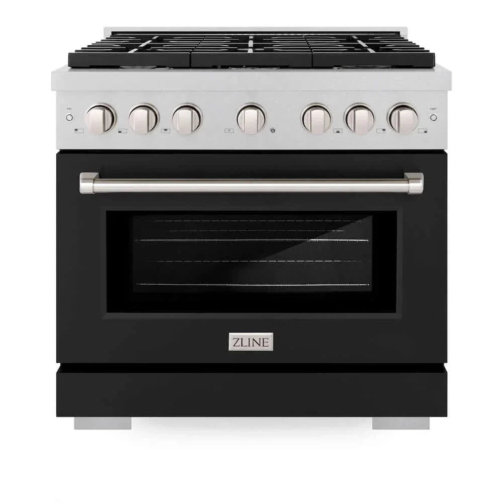ZLINE 36"Gas Range, Convection Gas Oven, DuraSnow® Black Matte, SGRS-BLM-36