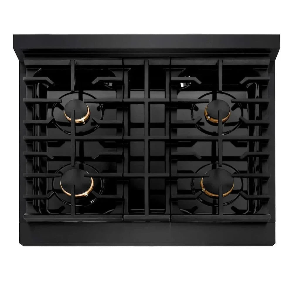 ZLINE 30"Gas Range, Convection Gas Oven, Black Champagne Bronze, SGRBZ-30-CB
