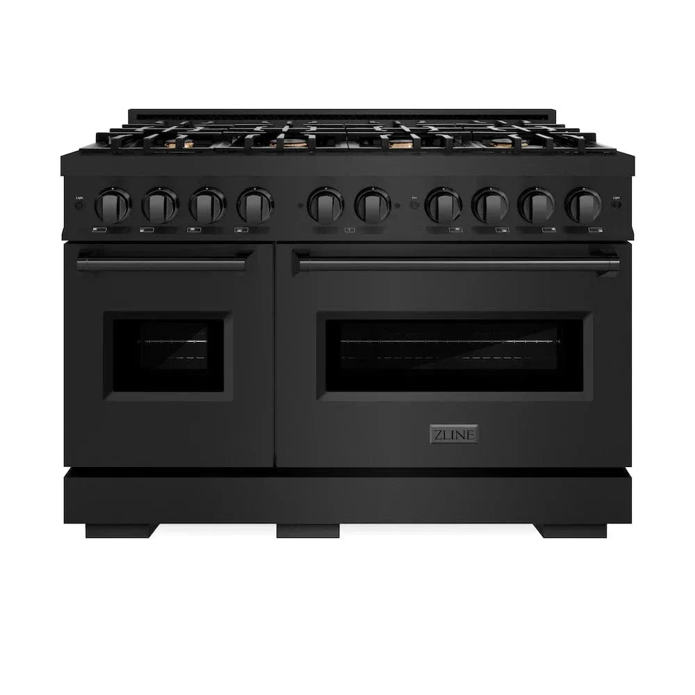 ZLINE 48" Classic Gas Range, Convection Gas Oven Black Stainless Steel Brass Burners, CGRB-BR-48