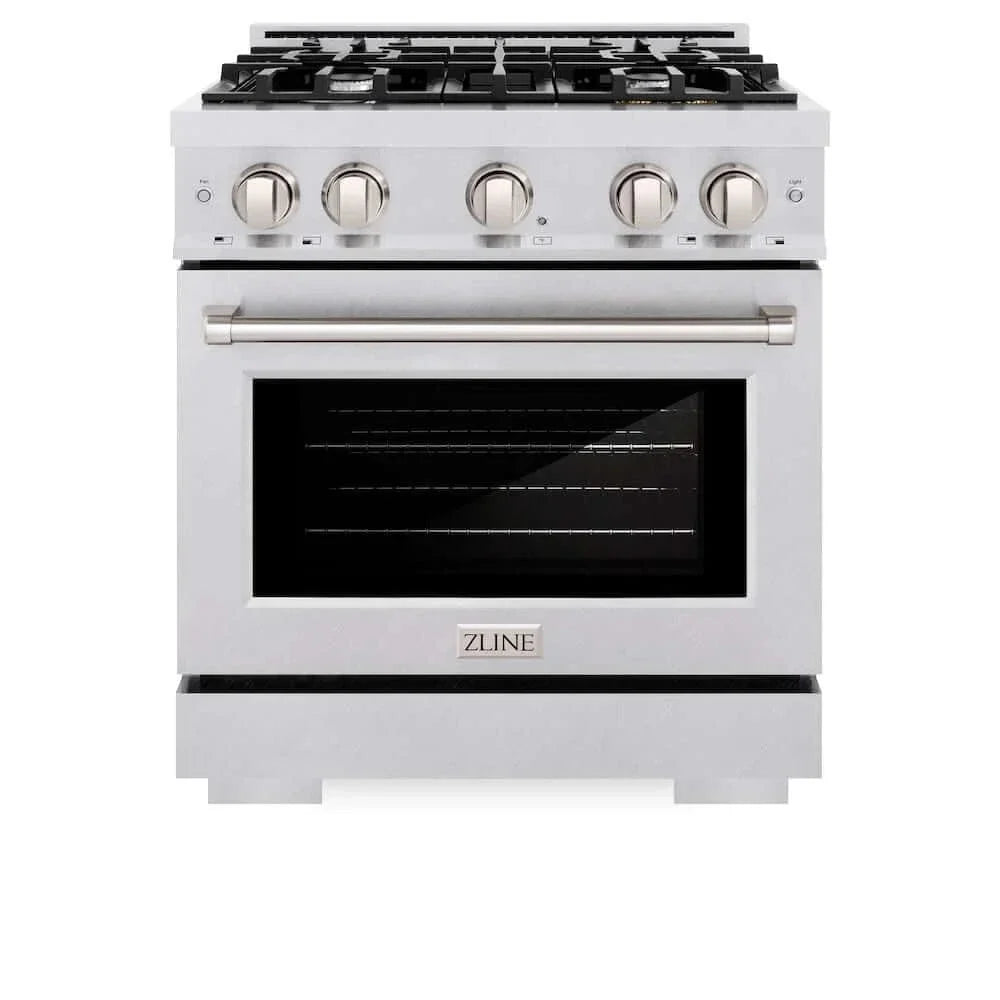 ZLINE 30" Select Dual Fuel Range Gas Cooktop Electric Convection Oven DuraSnow® Stainless Steel HDRS-30