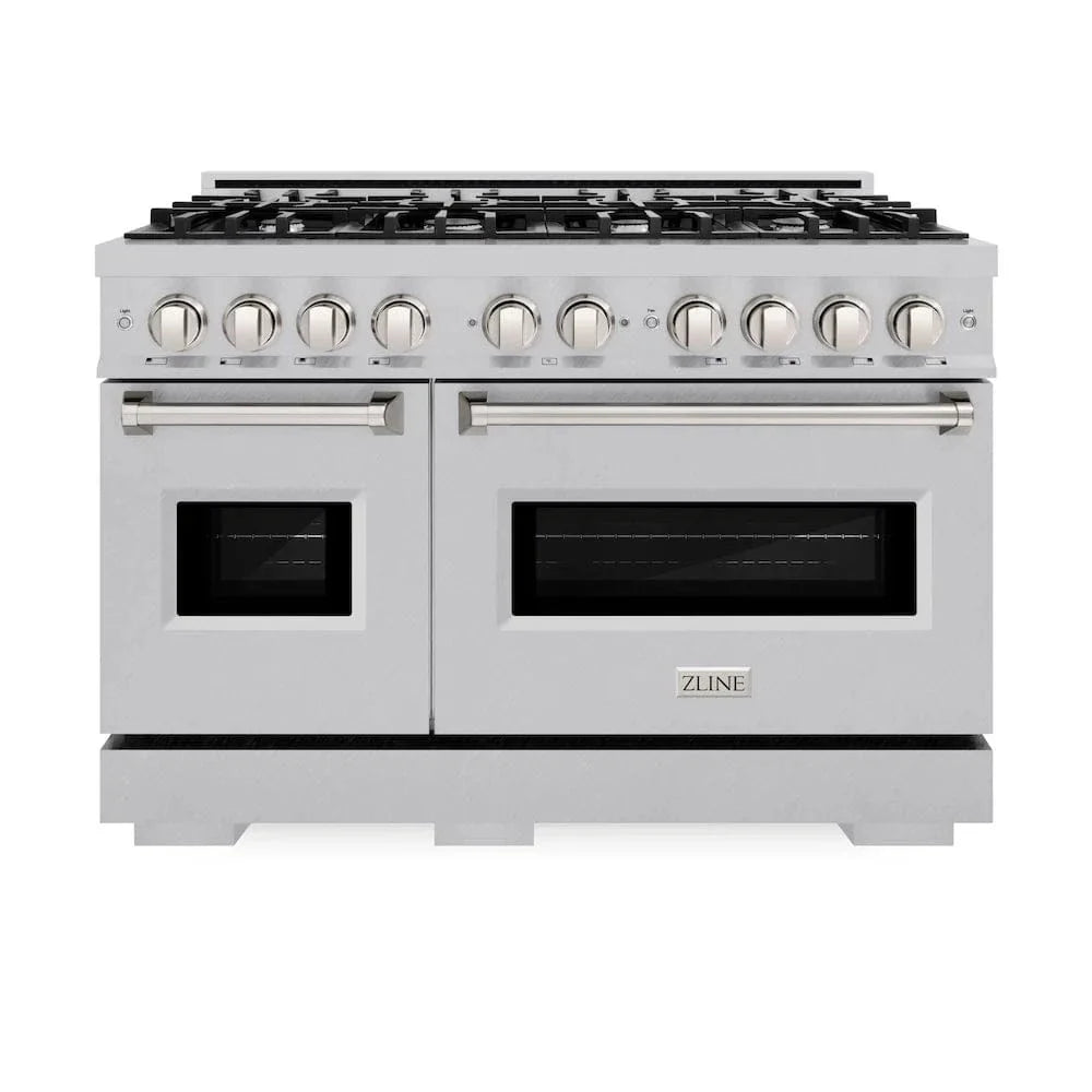 ZLINE 48" Dual Fuel Range, Gas Cooktop, Electric Convection Oven DuraSnow® Stainless Steel, CDRS-48