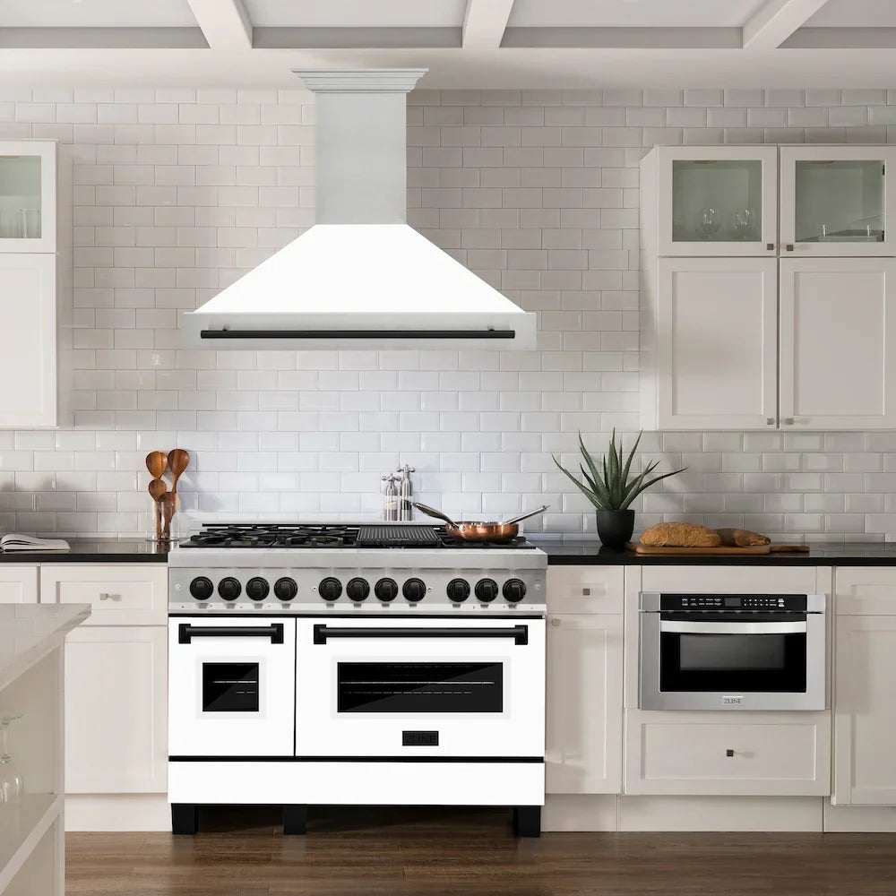 ZLINE 48" Autograph DuraSnow White Range Hood 8654SNZ-WM48-MB