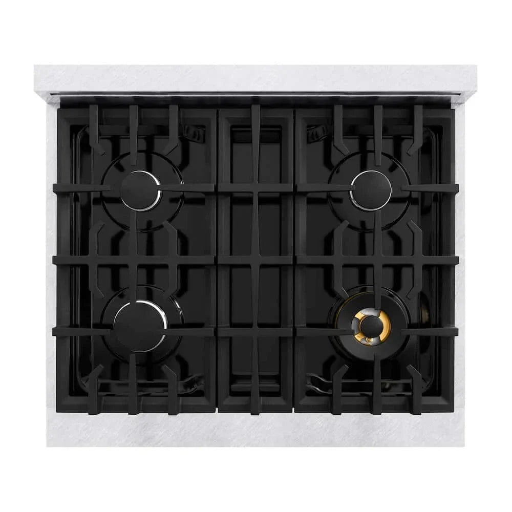 ZLINE 30" Select Gas Range Convection Gas Oven DuraSnow® Stainless Steel Black Matte Door HGRS-BLM-30