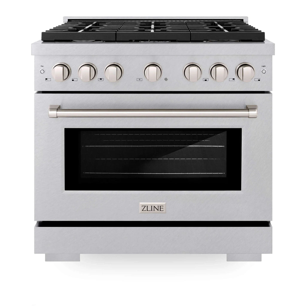 ZLINE 36"Paramount Dual Fuel Range DuraSnow® Brass Burners SDRS-BR-36