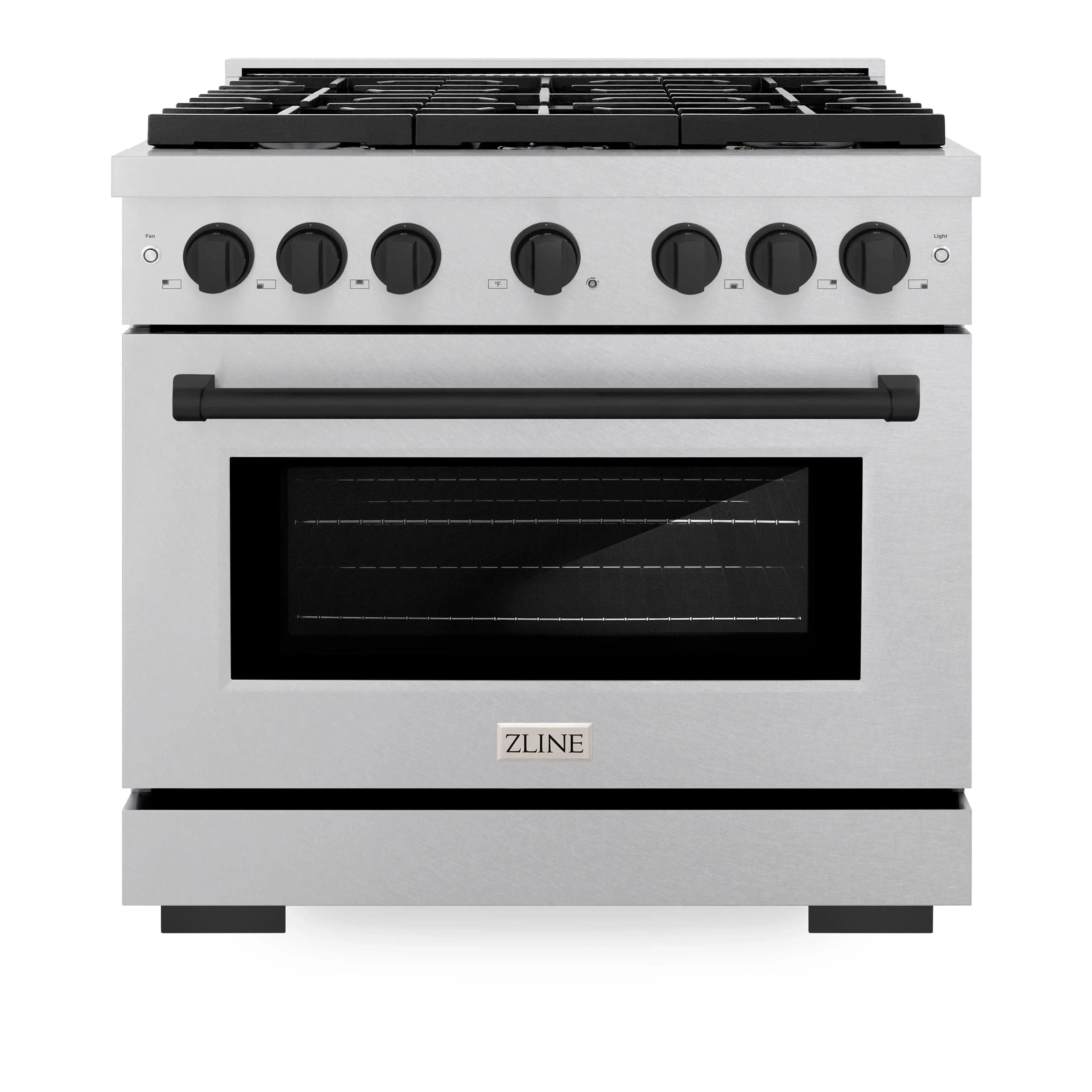 ZLINE 36"Paramount Dual Fuel Range DuraSnow® Matte Black SDRSZ-36-MB