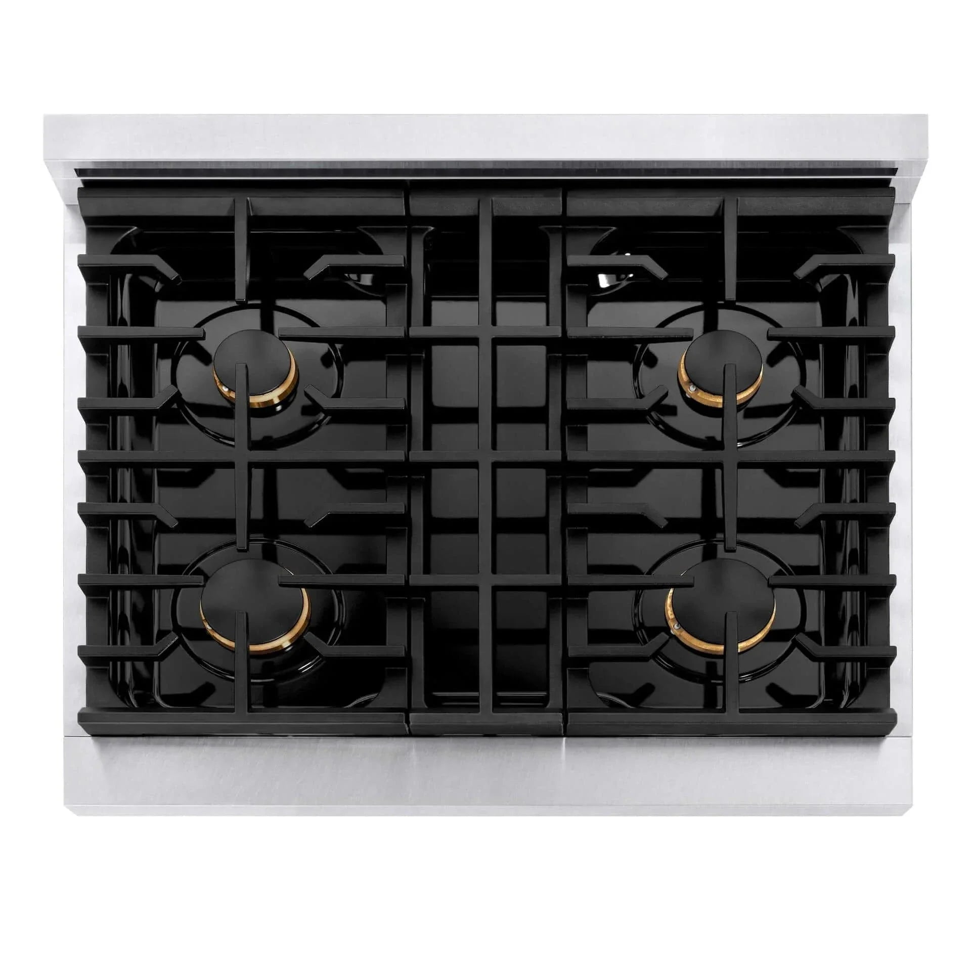 ZLINE 30"Paramount Dual Fuel Range DuraSnow® White Matte, Gold SDRSZ-WM-30-G